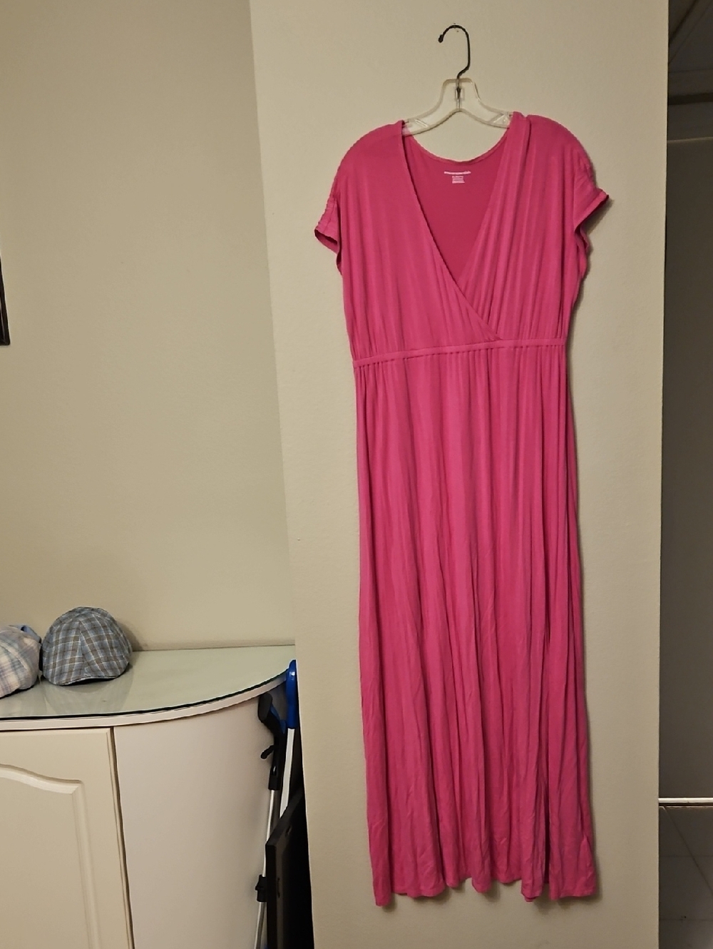 Amazon Essentials Pink V-Neck Maxi Dress